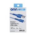 thumbnail image 4 of onn 6ft Lightning to USB-A Braided Charging Cable, MFI Certified, Blue - Compatible with iPhone 14/13/12/11/X/XR/XS/8/7/6/5, iPad, Airpods and more, 4 of 10