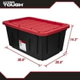 thumbnail image 3 of Hyper Tough 27 Gallon Large Storage Bin with Snap Lid, Black and Red, Heavy Duty Plastic Storage Container, 3 of 13