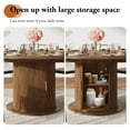 thumbnail image 3 of ChVans 47"-63" Extendable Round Dining Table with Storage, Modern Farmhouse Kitchen Table for 4-8, Round Table with Wood Strip Base, Circle Dining Table, Walnut, 3 of 10