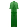 thumbnail image 5 of UVEASISHA Cotton Linen 2 Piece Outfits for Women Long Sleeve Matching Sets Solid Casual Button Down Shirts and Drawstring Wide Leg Pants Set Green XXXL, 5 of 7