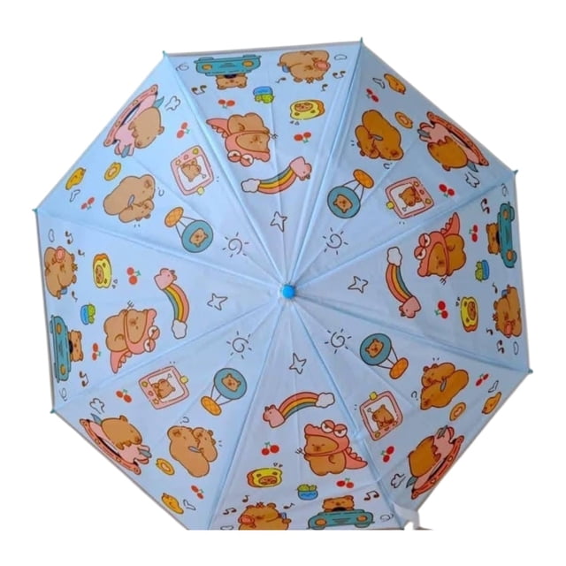 Sombrilla Paraguas Baston Infantil Capibara Impermeable, color azul capibara