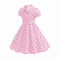 thumbnail image 2 of XXWXYD PolkaDot Girls Dress Short Sleeve 𝖯eter Pan Collar Vintag𝖾 Style Summer Play Casual Par𝗍y Outfit Ages 4-10 Toddler Kid Children Church School Birthday Celebration Gown, 2 of 9