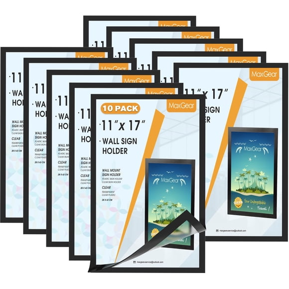MaxGear 10 Pack Magnetic Sign Holder 11 x 17 with