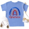 thumbnail image 4 of WTOBBY Children's Independence Day Small Print Short Sleeve Casual T-Shirt Top with "America" Design for Girls - Round Neck Shirt July 4th,Light Blue 140, 4 of 4