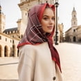 thumbnail image 3 of Unique Bargains 1 Pc Silk Scarf Plaid Neck Scarf Red White, 3 of 5