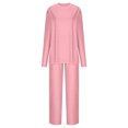 thumbnail image 5 of pstuiky Nightgowns for Women, Women Print Short Sleeve Round Neck Blouses Shirts Sets and Long Pants Slim Fit Casual Oversized Pj Sets Plus Size Loungewear Pink XXL, 5 of 6
