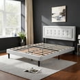 thumbnail image 5 of BSHTI Queen Size Platform Bed Frame with Square Tufted Upholstered Headboard – Solid Wood Frame, 12 Wood Slats, Center Support Leg, Under-Bed Clearance, No Box Spring Needed, 5 of 12