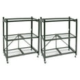 thumbnail image 1 of Origami R3 Foldable 3-Tiered Shelf Storage Rack & Wheels, Pewter (2 Pack), 1 of 11