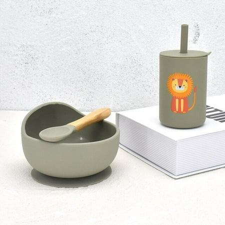 

QWZNDZGR Baby Feeding Tableware Sets Cute Rainbow Print Children s Tableware Plates For Food Cup Child Bottle Supply Solid Baby Goods