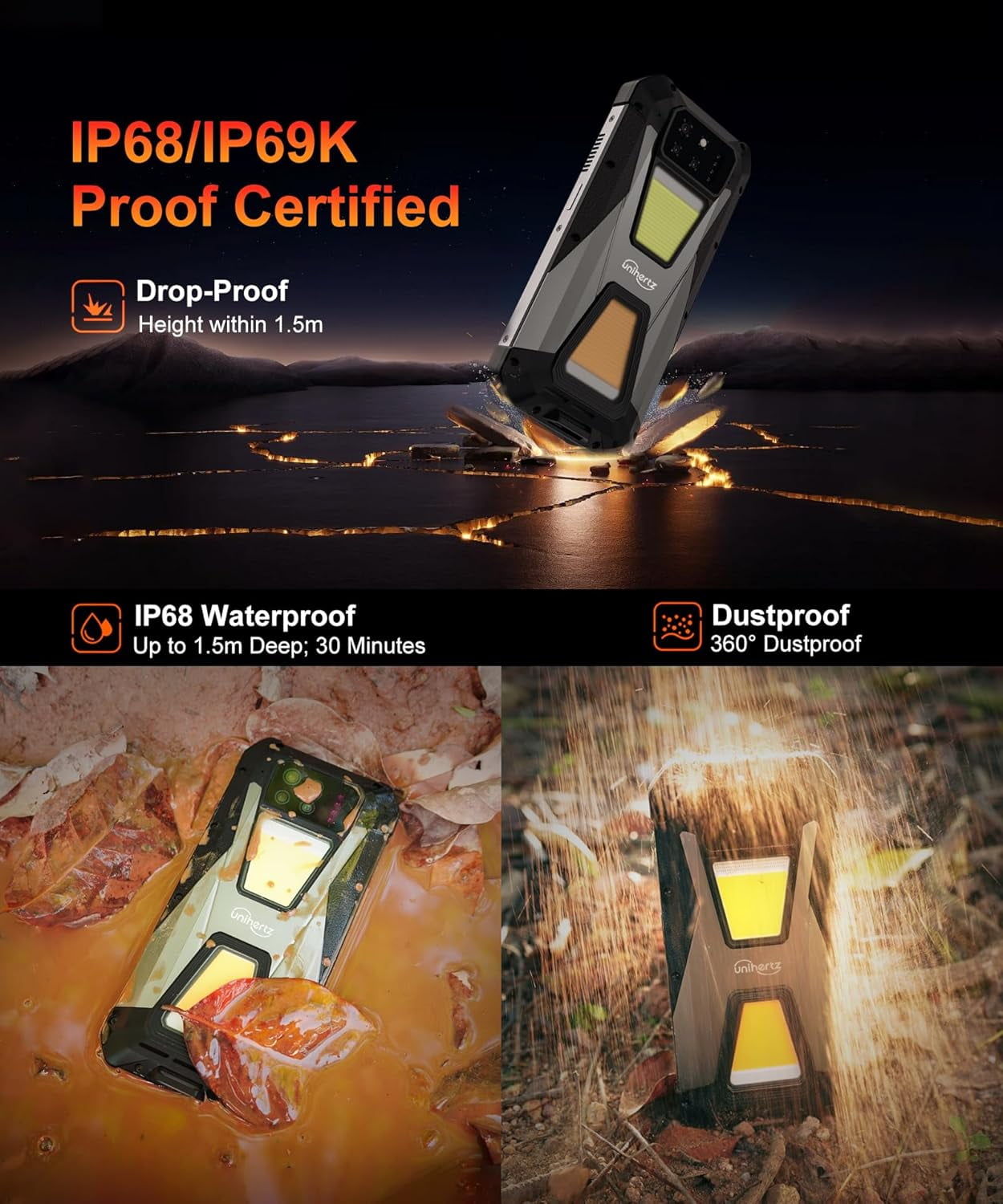 Tank 3s 5G Rugged Smartphone, Android 14 Waterproof Rugged Phone, 12GB 256GB, 6.79’’ Unlocked Cell Phones Compatible with T-Mobile/Verizon