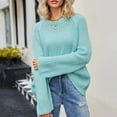 thumbnail image 4 of Amidoa Blue Womens Sweaters and Cardigans Long Sleeve Crochet Plus Size Long Fall Solid Sweaters Cardigans for Women XL, 4 of 7