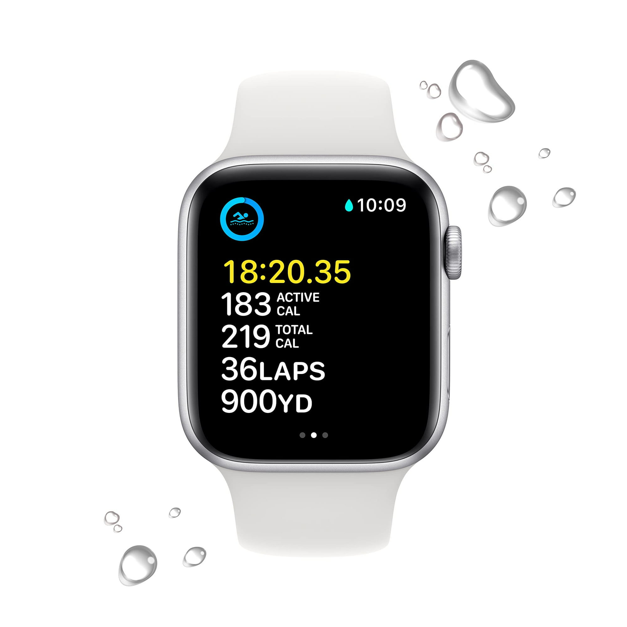 Apple Watch SE 2nd Gen GPS 44mm Smart Watch w Silver Aluminum Case White Sport Band S M. Walmart