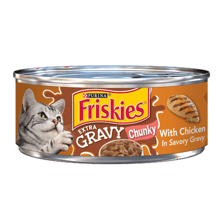 Friskies Gravy Wet Cat Food, Extra Gravy Chunky With Chicken in Savory Gravy - (24) 5.5 oz.