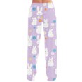 thumbnail image 4 of Easter Pajamas Pants Men Stretch Waist Drawstring Casual Sleepwear Cute Easter Egg Print Baggy Wide Leg Pants (Vermilion,XL), 4 of 4