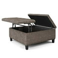 thumbnail image 3 of SIMPLIHOME Harrison Ottomane de Rangement Carrée pour Table Basse de 36 Pouces de Large avec Dessus Relevable, Tabouret Repose-Pieds Cocktail en Tissu Tweed Capitonné Brun Vison Rembourré pour le Salon, Traditionnel, 3 of 5
