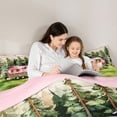 thumbnail image 4 of Castle Fairy Leopard Print Camper Full Size Comforter Sets 3 Pieces for Kids, Forest Art Bedding Sets for Bedroom, Pink Green,Pink Reversible, 4 of 6