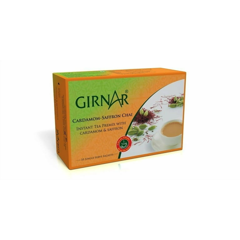 GIRNAR CARDAMOM SAFFRON CHAI ( TEA ) 10 SACHETS - Indian Tea