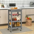 thumbnail image 3 of Costway Compact Kitchen Island Cart Rolling Service Trolley with Stainless Steel Top Basket, 3 of 10