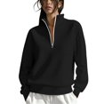 thumbnail image 3 of Tnhcen Women's Quarter Zip Pullover Fleece Lined Stand Collar Sweatshirt Solid Color Long Sleeve Casual Workout Top Autumn Winter Plus Size S-2XL, 3 of 7