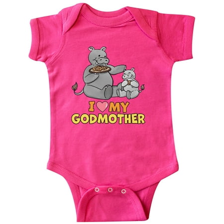 

Inktastic I Love My Godmother Hippos Gift Baby Boy or Baby Girl Bodysuit