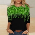 thumbnail image 2 of successthop St Patricks Day Clothing Women Green Oversized Plus Size Crewneck Outfits 3/4 Sleeve Shirt Festival Blouse, 2 of 5