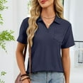 thumbnail image 4 of Hurxie Women's Golf Shirts Short Sleeve V Neck Summer Tops Business Casual Collared Shirts Loose Tees Navy S, 4 of 6