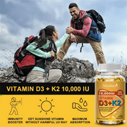 Mulittea Vitamin D3 & K2 Supplement with 10000 IU D3 and 250 MCG K2, Support Bone & Joint Health, Immunity Support, 240 Vegetarian Capsules