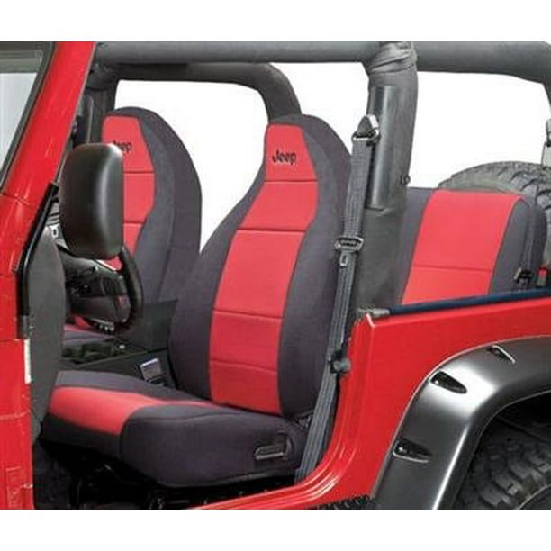 Coverking Front 50 Bucket Custom Fit Seat Cover For Select Jeep Wrangler Tj Models Neoprene Red With Black Sides Com - Coverking Custom Neoprene Seat Covers