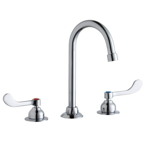 Elkay LK800GN05T4 Elkay 8" Centerset with Concealed Deck Faucet with 5" Gooseneck Spout 4" Wristblade Handles Chrome