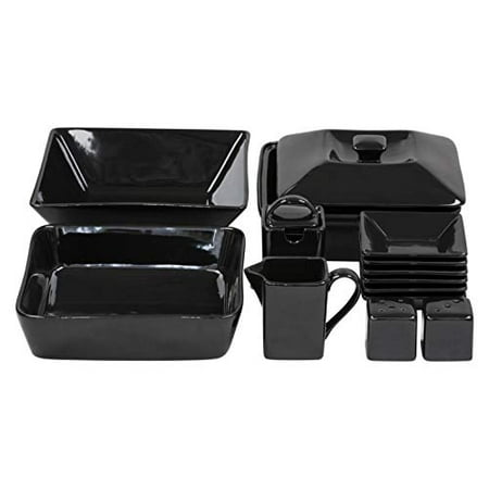 

GJRKTWIC Nova Square 15 Piece Stoneware Accessory Set Black