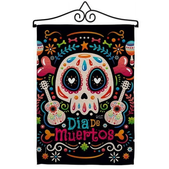 Angeleno Heritage GS130405-BO-02 Fiesta Dia de Muertos Falltime Day of Diad 13 x 18.5. in. Double-Sided Decorative Vertical House Garden Flag Set for Decoration Banner Yard Gift