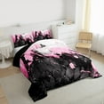 thumbnail image 3 of Manfei Abstract Marble Full Size Comforter Sets 3-Piece, Black Pink White Bedding Comforter Set, Modern Watercolor Marbling Bedding Sets, Luxury Bedroom Decor, 3 of 8