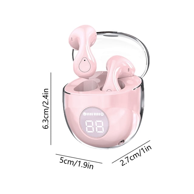 Herunwer Wireless Bluetooth Earbuds with Transparent Charging Case, Digital Display and In-Ear Teardrop Design