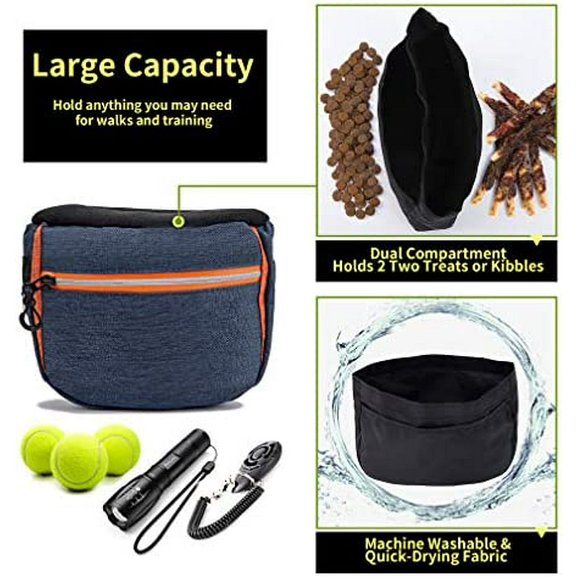 YOITEA Dog Treat Pouch for Training 4 Ways to Wear Automatic Closure Dog Treats Bag with Adjustable Waist Belt Detachable Built in Poop Bag Holder