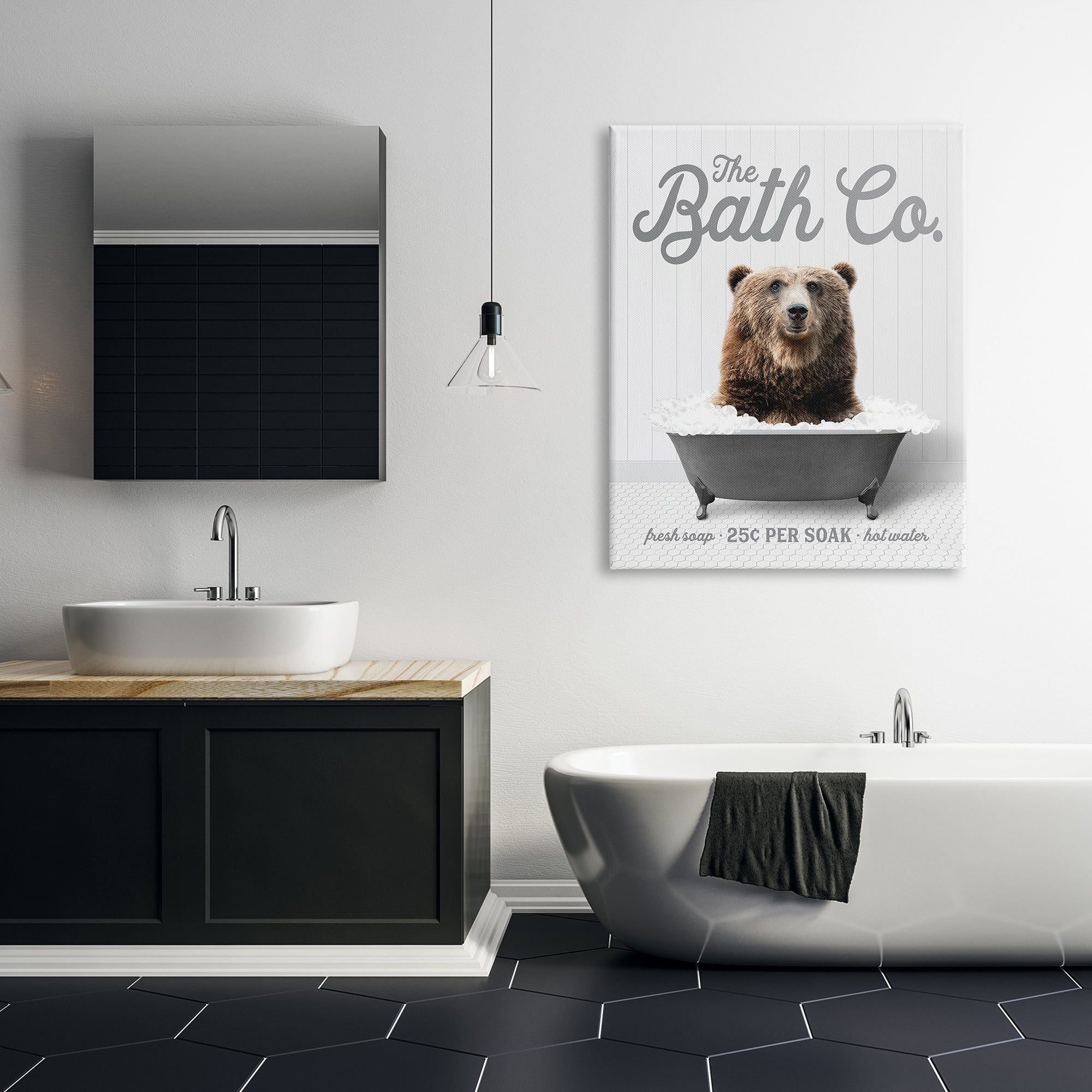 Stupell Industries Bear in Bubble Bath Animals & Insects Painting Gallery Wrapped Canvas Print Wall Art, 36 x 48