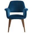 thumbnail image 1 of Chaise moderne en velours/metal, Bleu, 1 of 7
