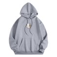 thumbnail image 4 of Women Hoodies Halloween Unisex Cute Little Ghost Print Sweatshirt Long Sleeve Pullover Tops Fall Winter Warm Apparel Grey1 M, 4 of 5