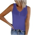 thumbnail image 2 of ALLLIST Spring Tops for Women Purple Solid V-Neck Button Sleeveless Tank Tops Girls Tank Tops XXXL, 2 of 5
