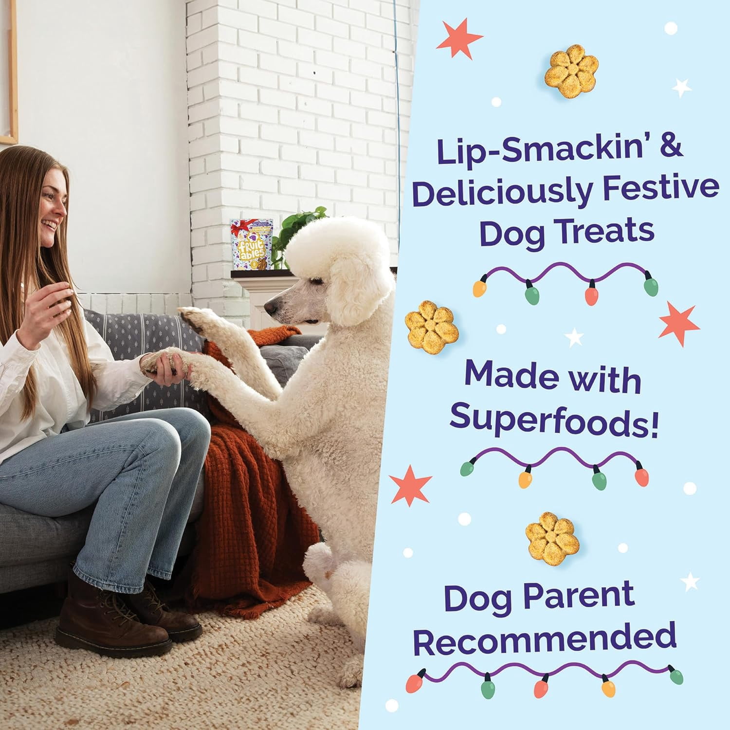 Fruitables Holiday Dog Treats – Chicken & Cranberry – 6-Pack (7 oz Bags) – Limited Edition Oven-Baked Crunchy Treats – Natural, Low-Calorie Seasonal Dog Snacks