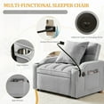 thumbnail image 4 of Lunale 4-in-1 Convertible Sleeper Chair Bed with Charge Ports & Phone Stand, Gray Velvet, 4 of 9