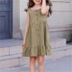 thumbnail image 5 of Vestido de Fiesta de Niña Bebé Color Sólido Plisado Casual con Botón Camisola Y Vestido de Princesa de Manga Larga Niñas de Moda Princesa Vestir, 5 of 6
