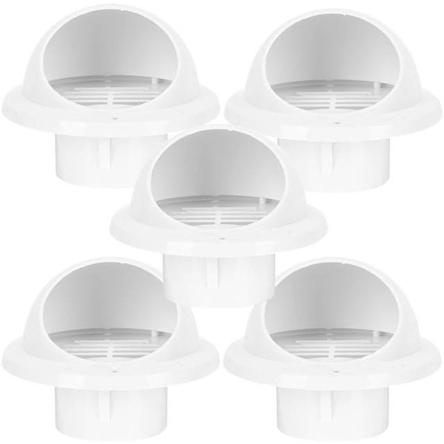 5 Pcs Grilles d'Échappement Rondes Extracteurs Externes Ventilations de Séchoir Mural Couvre-Vent en Plastique