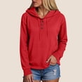 thumbnail image 2 of UngA Womens Hoodie Long Sleeve Shirts Fall Fashion V Neck Sweatshirts with Buttons Casual Trendy Pullover Tops Oversized Hoodie Women (Red,4XL), 2 of 7