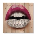thumbnail image 3 of Designart 'Girl Lips With Pink Lipstick White Diamonds' Modern Print on Natural Pine Wood, 3 of 5
