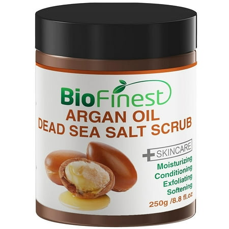 Biofinest Argan Oil Dead Sea Salt Scrub: with Aloe Vera, Almond Oil, Vitamin E, Essential Oils - Best