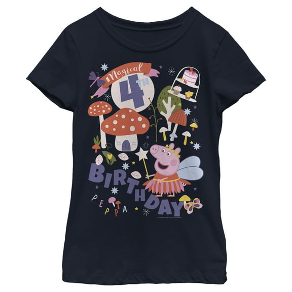 Girl's Peppa Pig Magical 4th Birthday Graphic T-Shirt