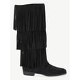 thumbnail image 3 of No Boundaries Tall Faux Suede Fringe Boots, Women's, 3 of 7