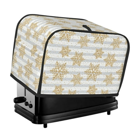 

KLL Gold Snowflake Print 2 Slice Toaster Dust Covers Kitchen Small Appliance Cover with 2 Pockets Can hold Jam Spreader Knife & Toaster Tongs (11.4 x 7.9 x 7.5)