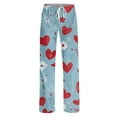 thumbnail image 4 of Women's Drawstring Valentine's Day Printed Casual Pants, Elastic Waist Lounge Pants for Women, Holiday Themed Sleepwear Pajama Pants, Comfortable Fit,Purple Pink,L, 4 of 7