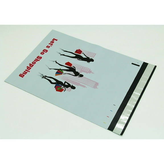 100 12x15.5 Bags Lets Go Shopping Designer Poly Mailers Envelopes Boutique Bags